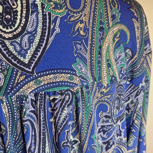 Roz & Ali Blue and Green Paisley Top Size 3X - Picture 4 of 7